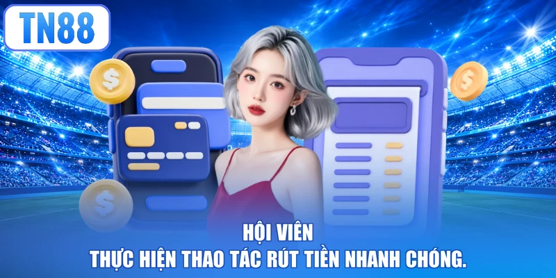 Hội viên thực hiện thao tác rút tiền nhanh chóng